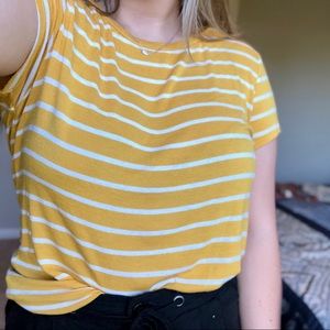 American Eagle Soft & Sexy Yellow Striped Tee